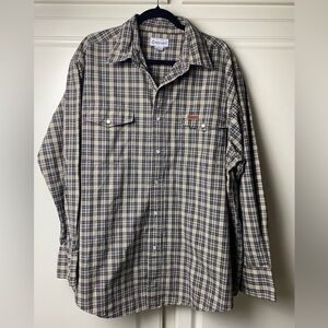 Carhartt Men's Plaid Black & Tan XL Ranch Pearl Snap Button Long Sleeve Shirt